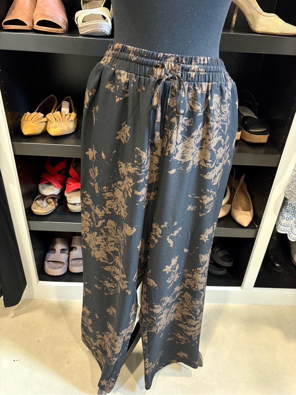 Rafaella Black Pants with Bronze Floral Accent - Picture 2 of 11